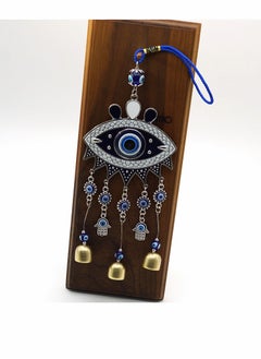 KASTWAVE Wind Bells, Evil Eyes, Wall Pediments Wind Chimes, Big Devil’s Blue Eyes, Handcraft Hanging Decoration, for Car Kitchen Home Garden Patio Office (3 Bells)  - Image 3