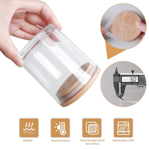 YJHSS 10oz Glass Candle Jars, 12-Pack Candles Jars for Making Candles, Empty Thick Glass Wide-Mouth Jars with Bamboo Lids & Wick Kits, Candle Containers Bulk - Clear - Image 5