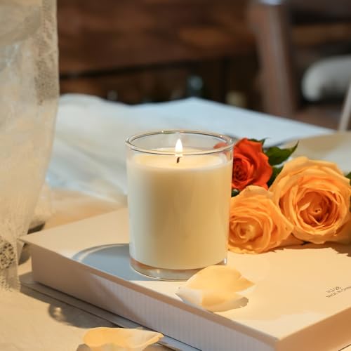 YJHSS 10oz Glass Candle Jars, 12-Pack Candles Jars for Making Candles, Empty Thick Glass Wide-Mouth Jars with Bamboo Lids & Wick Kits, Candle Containers Bulk - Clear - Image 2