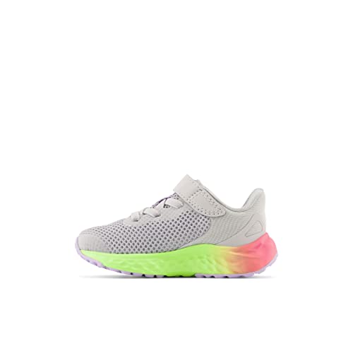 New Balance Girls Fresh Foam Arishi V4 Hook and Loop Running Shoe, Light Aluminum/Cyber Lilac/Neon Pink, 2.5 Little Kid - Image 4