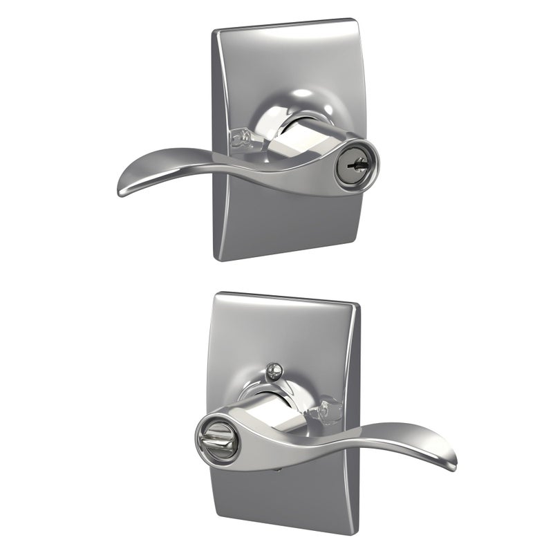 Schlage Accent Lever with Century Trim Keyed Entry Lock in Bright Chrome F51A ACC 625 CEN - Image 2