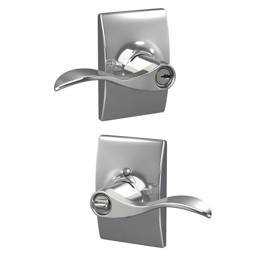 Schlage Accent Lever with Century Trim Keyed Entry Lock in Bright Chrome F51A ACC 625 CEN - Image 1
