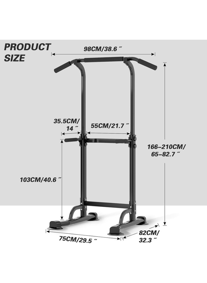 Anvanke Heavy Duty Multi-Functional Power Tower, Adjustable Height Pull Up Squat Training Stand, Home Gym Full Body Strength Workout Fitness Equipment - Image 2