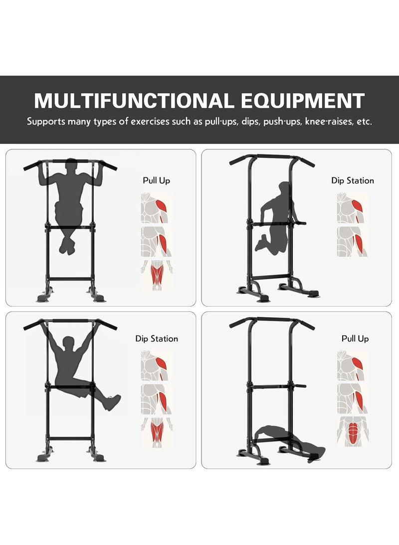 Anvanke Heavy Duty Multi-Functional Power Tower, Adjustable Height Pull Up Squat Training Stand, Home Gym Full Body Strength Workout Fitness Equipment - Image 3