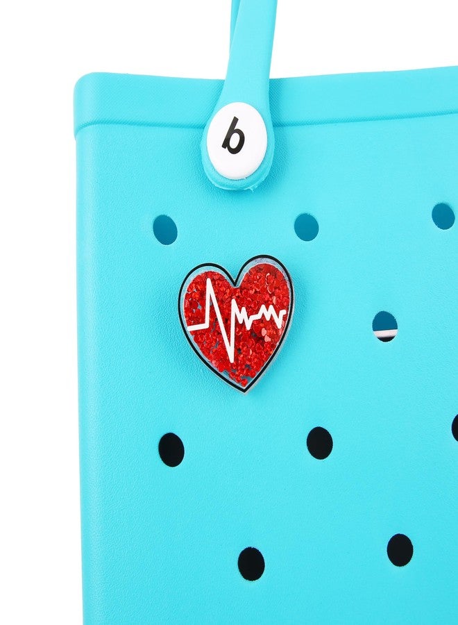 Vagocom Heart-shaped Charm with Sand Flow Detail for Bogg Bag and Simply Southern Tote,Inserts Decorative Accessory for Beach Bag - Image 1