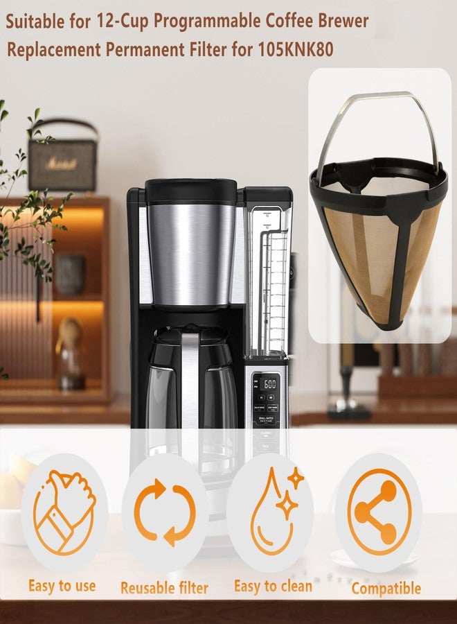 SLLFLY 2pcs Replacement for CE250 CE251 Coffee Permanent Gold Tone Filter,Compatible with Ninja 12-Cup Programmable Coffee Brewer - Image 2