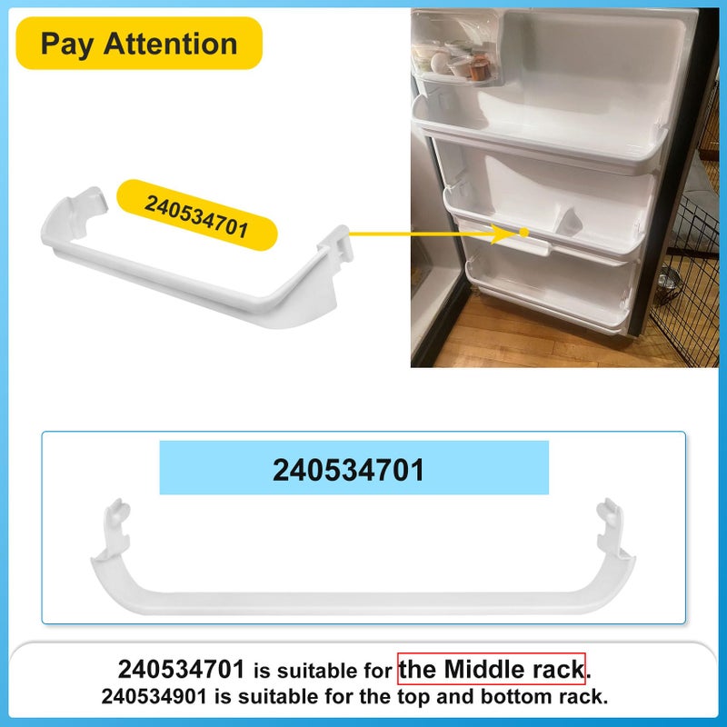 M Motico UPGRADED 240534701 Door Shelf Rack Bar Compatible with Frigidaire or Kenmore Refrigerator Door Bar Retainer Rail Replace 948952, AP3214631, PS734936 Frigidaire Replacement Shelf Door Bin Parts - Image 2
