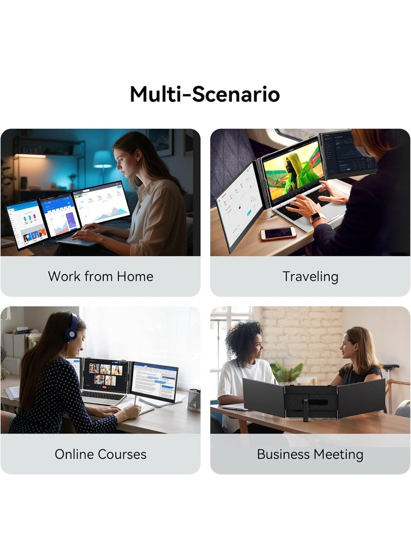 Triple Laptop Screen Extender 14-inch IPS Ultra-Slim Portable Monitor, FHD 1080P Triple Display, One-Cable Setup with Driver, Travel Monitor for Windows Mac ChromeOS Linux - Image 5