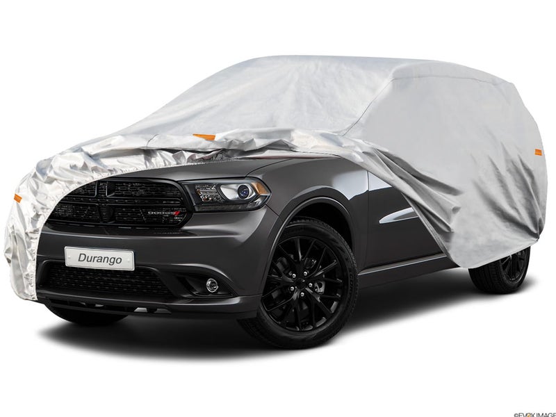 Kayme 6 Layers SUV Car Cover Custom Fit for Dodge Durango 20042025 Waterproof All Weather for Automobiles Outdoor Full Cover Rain Sun UV ProtectionSilver