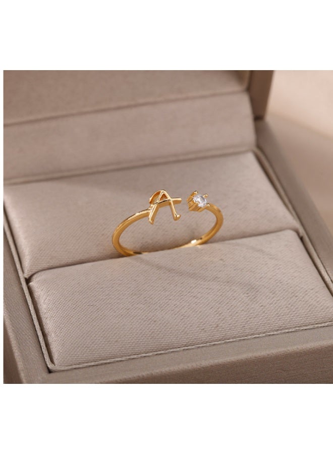 Gold Initial Rings for Women Girls, 14K Gold Plated Adjustable Initial Rings Teen Girl Gifts Trendy Stuff Letter Ring Birthday Gifts for Teenage Girls Non Tarnish - Image 2