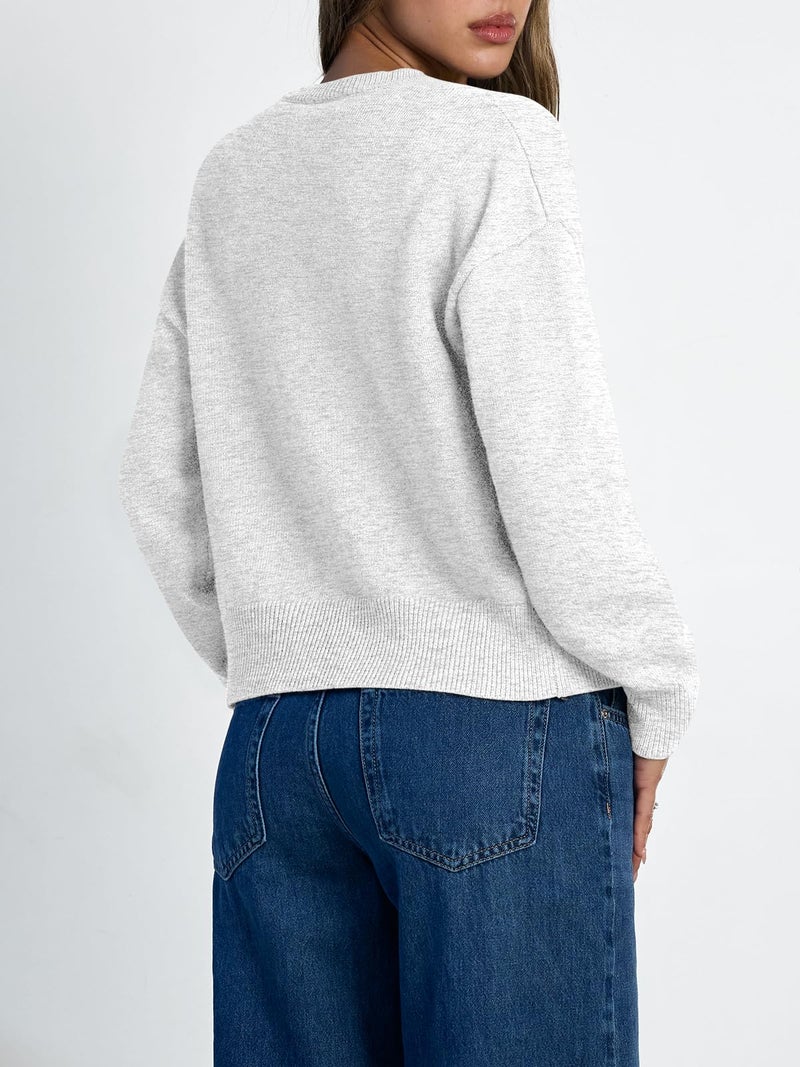 LILLUSORY Womens Cropped Cardigan Sweaters Lightweight Crop Knit Y2k Outfits Fashion Button Up Clothes Grey S - Image 4