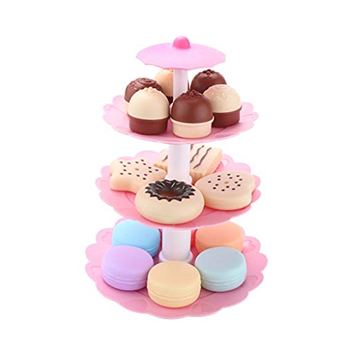 FRECI Food Pretend Play Toy Set Sweet Treats 3-Tier Colorful Cookies Desserts Tower for Kids - Image 5