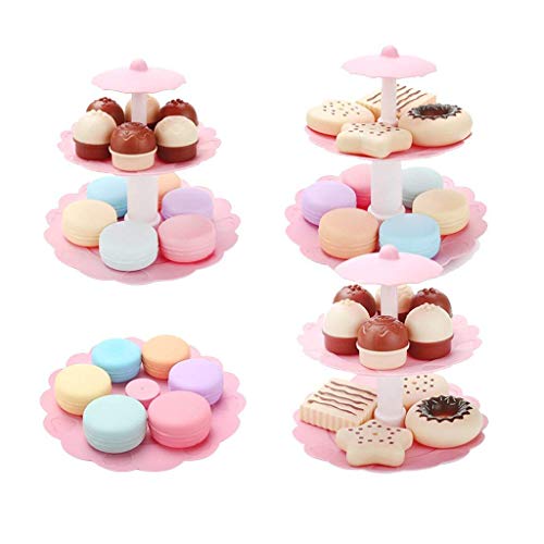 FRECI Food Pretend Play Toy Set Sweet Treats 3-Tier Colorful Cookies Desserts Tower for Kids - Image 1