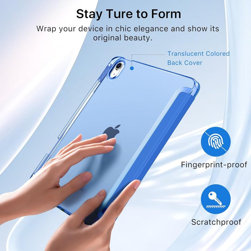 MoKo for iPad Air 11 inch Case (M4/M3/M2) 2026/2025/2024, iPad Air 5th/4th Gen 10.9 inch Case 2022/2020 with Pencil Holder, Slim Light Trifold Cover with Hard PC Translucent Back Shell, Cobalt Blue - Image 5
