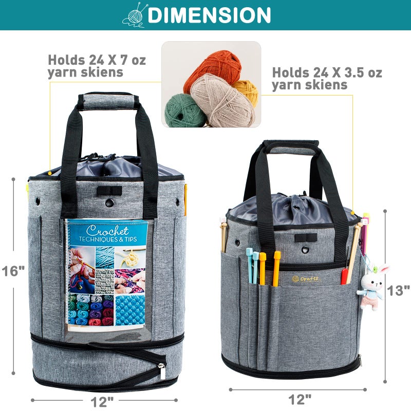 MYBAGZING Expandable Crochet Bag-Knitting Bag Yarn Storage Organizer - Yarn Bag and Crochet Tote, Yarn Holder for Crocheting, Crochet Accessories, Suppliers, Needles with Zipper Closure-Ideal Gift - Image 4
