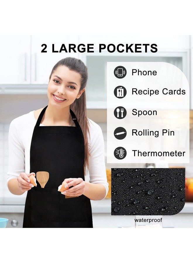 HiBaBy Apron, Adjustable 2 Pack Bib Aprons with 2 Pockets Cooking Kitchen Aprons for Men Women, for BBQ Outdoors Baking Crafting Drawing Chef Apron-Black - Image 3