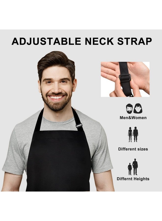 HiBaBy Apron, Adjustable 2 Pack Bib Aprons with 2 Pockets Cooking Kitchen Aprons for Men Women, for BBQ Outdoors Baking Crafting Drawing Chef Apron-Black - Image 5