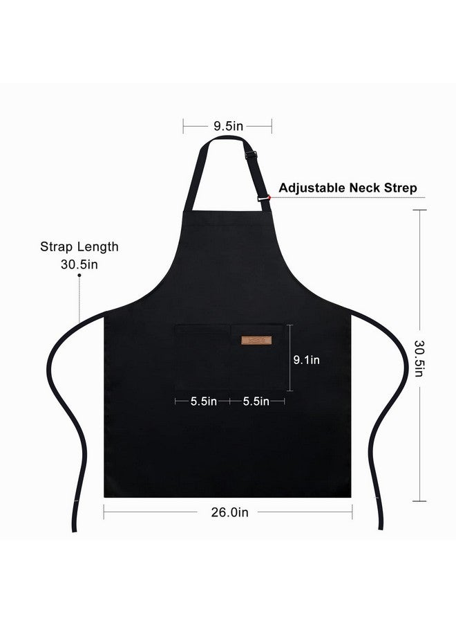 HiBaBy Apron, Adjustable 2 Pack Bib Aprons with 2 Pockets Cooking Kitchen Aprons for Men Women, for BBQ Outdoors Baking Crafting Drawing Chef Apron-Black - Image 2