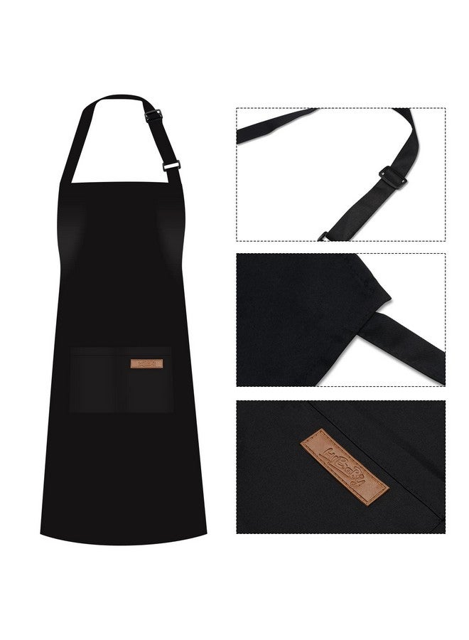 HiBaBy Apron, Adjustable 2 Pack Bib Aprons with 2 Pockets Cooking Kitchen Aprons for Men Women, for BBQ Outdoors Baking Crafting Drawing Chef Apron-Black - Image 4