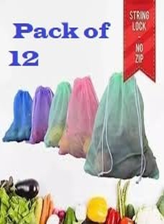 ImegaZ Big Reusable Produce Fridge Storage bags for Vegetables and Fruits (Multicolour Set of 12) - Image 3