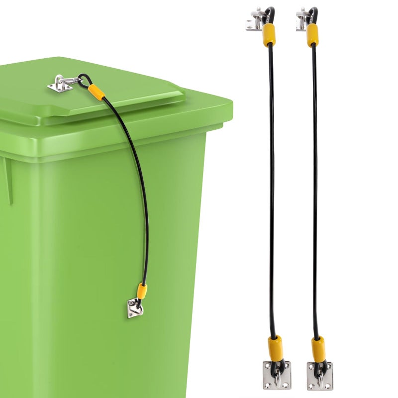 Dicunoy 2 Pack Trash Can Locks Stainless Steel Outdoor Garbage Can Lids Lock Heavy Duty Trash Can Lids Locks for Stop Animals Squirrels Dogs and Raccoon Rummaging
