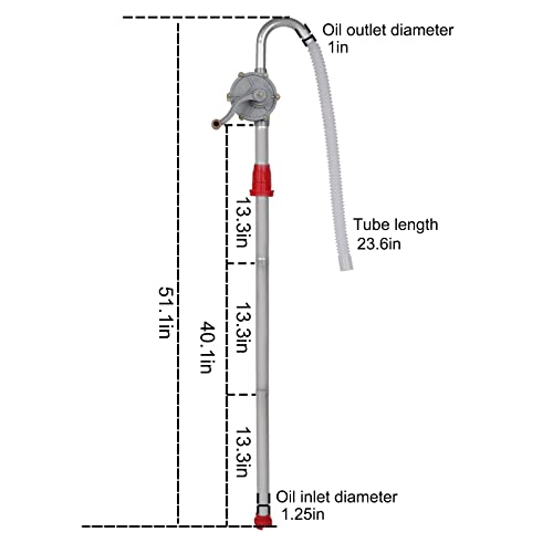 Vevitts 15 to 55 Gallon Drum Pump Rotary Hand Liquid Transfer, Heavy Duty Rotary Barrel Pump, Hand Drum Aluminum Pump for Kerosene, Gasoline Oil Fuel Diesel, Hydraulic Fluid - Image 2
