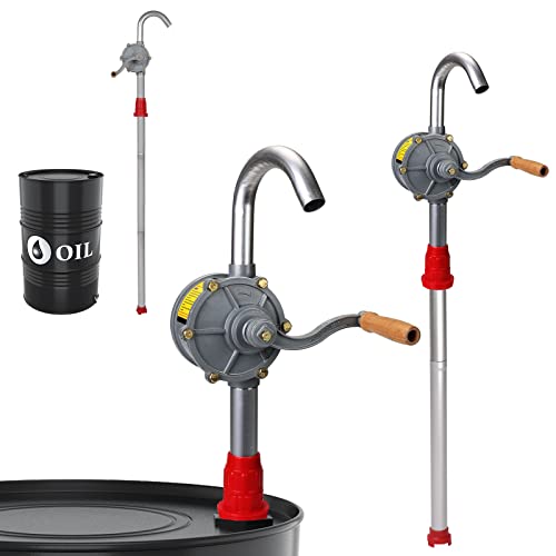 Vevitts 15 to 55 Gallon Drum Pump Rotary Hand Liquid Transfer, Heavy Duty Rotary Barrel Pump, Hand Drum Aluminum Pump for Kerosene, Gasoline Oil Fuel Diesel, Hydraulic Fluid - Image 1