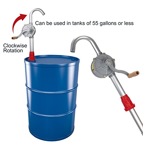 Vevitts 15 to 55 Gallon Drum Pump Rotary Hand Liquid Transfer, Heavy Duty Rotary Barrel Pump, Hand Drum Aluminum Pump for Kerosene, Gasoline Oil Fuel Diesel, Hydraulic Fluid - Image 5