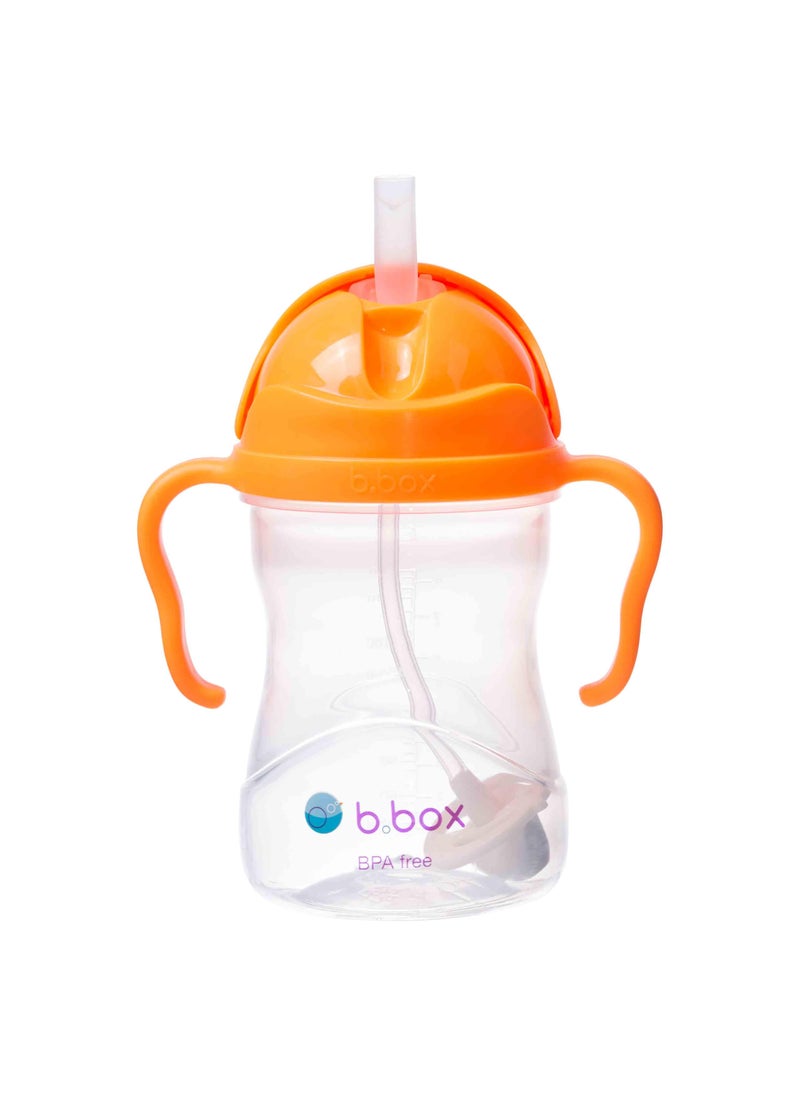 b.box bbox Sippy Cup with Weighted Straw Drink from Any Angle Leak Proof Spill Proof Easy Grip BPA Free Dishwasher Safe for Babies 6m to Toddlers Orange Zing 8oz 