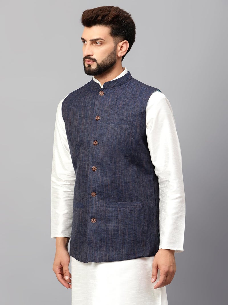 LATEST CHIKAN Men's Traditional Cotton Solid Nehru Jacket/Waistcoat -SADRI-DBL-RBL-46 - Image 3