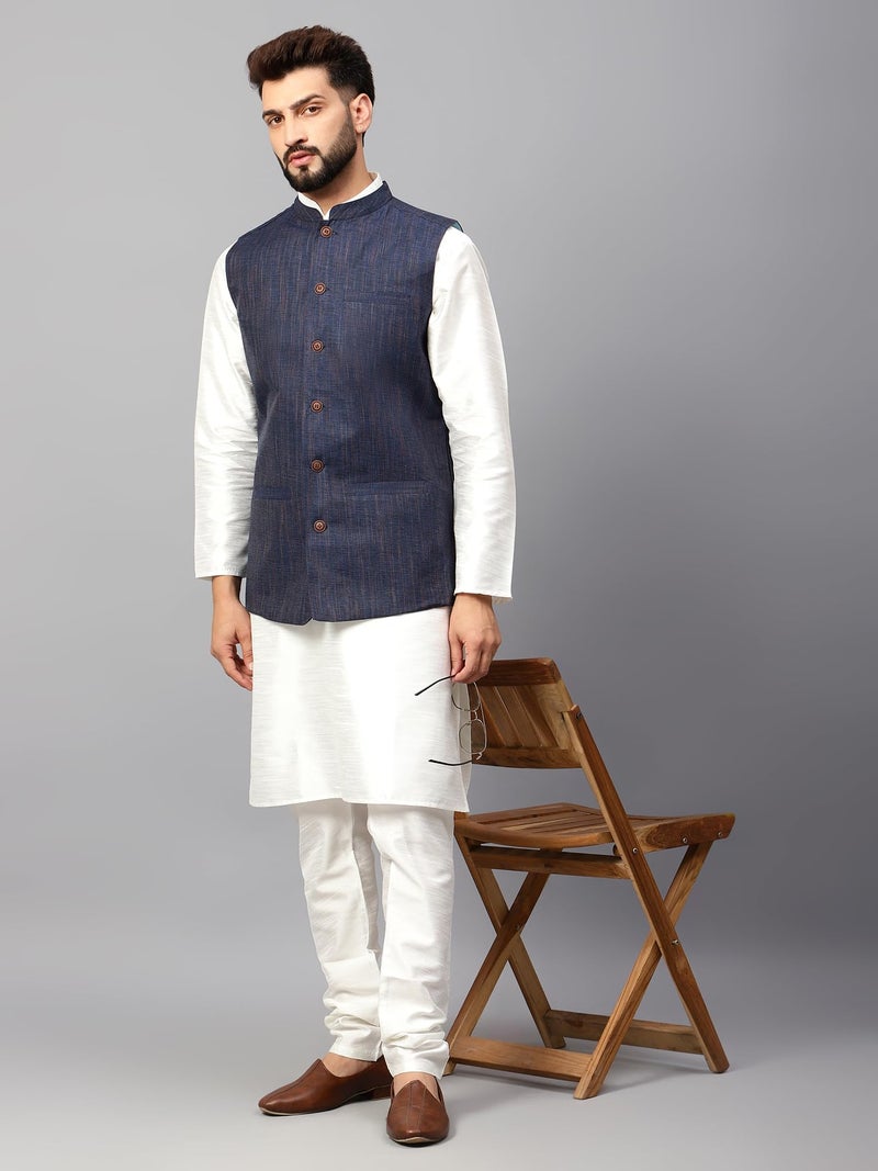 LATEST CHIKAN Men's Traditional Cotton Solid Nehru Jacket/Waistcoat -SADRI-DBL-RBL-46 - Image 2