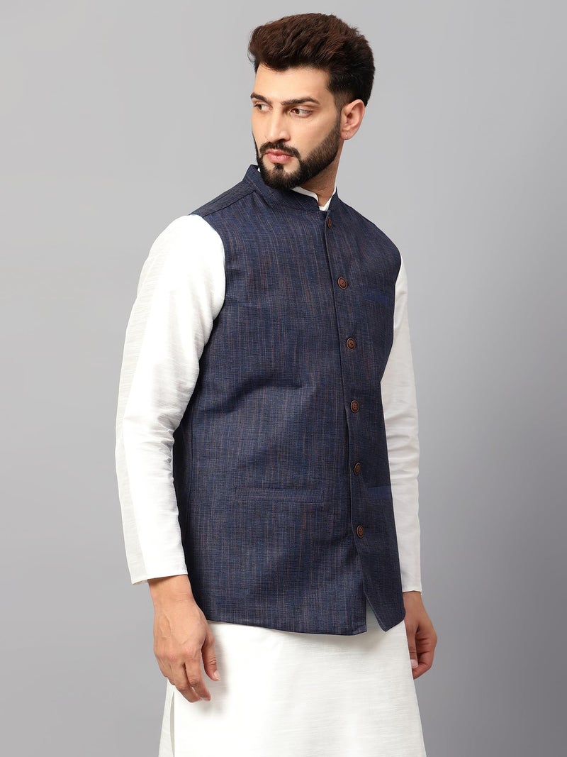 LATEST CHIKAN Men's Traditional Cotton Solid Nehru Jacket/Waistcoat -SADRI-DBL-RBL-46 - Image 4