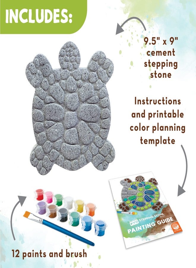 MindWare Turtle Stepping Stone Kit: Paint Your Own Stepping Stones for Kids Craft Kit Includes Paint, Brushes and Instructions - Image 2