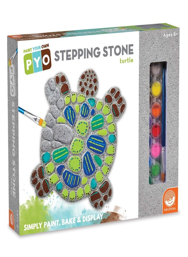 MindWare Turtle Stepping Stone Kit: Paint Your Own Stepping Stones for Kids Craft Kit Includes Paint, Brushes and Instructions - Image 1