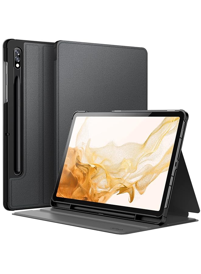 جي تيك حافظة لهاتف سامسونج جالاكسي تاب S8 2022 S7 2021 مقاس 11 بوصة مع حامل قلم S رفيع وحامل واقٍ للكمبيوتر اللوحي متعدد الزوايا باللون الأسود - Image 1