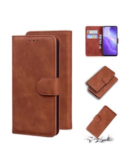 HuHa Case Cover For OPPO Reno5 4G/Reno5 5G/Reno5 K/Find X3 Lite Skin Feel Pure Color Flip Leather Phone Case Brown 