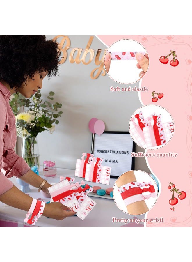 Yuxung 60 Pcs Cherry Elastic Hair Ties Pink Red Cherry Knot Hair Bands, 20 Count Hair Ties Cards, Thank You Gifts for Women, Summer Baby Shower Bachelorette Bridal Shower Party Favors Gift Supplies - Image 3