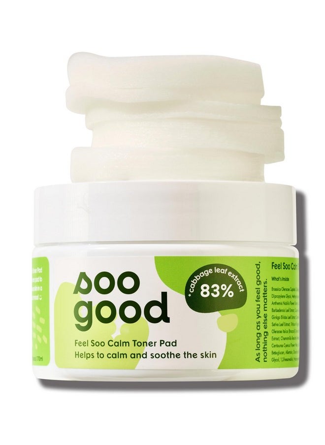 CrediThink Soo Good Feel Soo Calm Pure Cotton Toner Pads 70 W/83% Cabbage Centella Asiatica Azulene - Sensitive Skin Soothe Pore & Sebum Control Korean Skincare  - Image 1