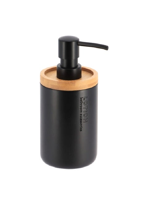 Polyresin and Bamboo Liquid Soap Dispenser Matte Black and Brown 280 ml 62101237