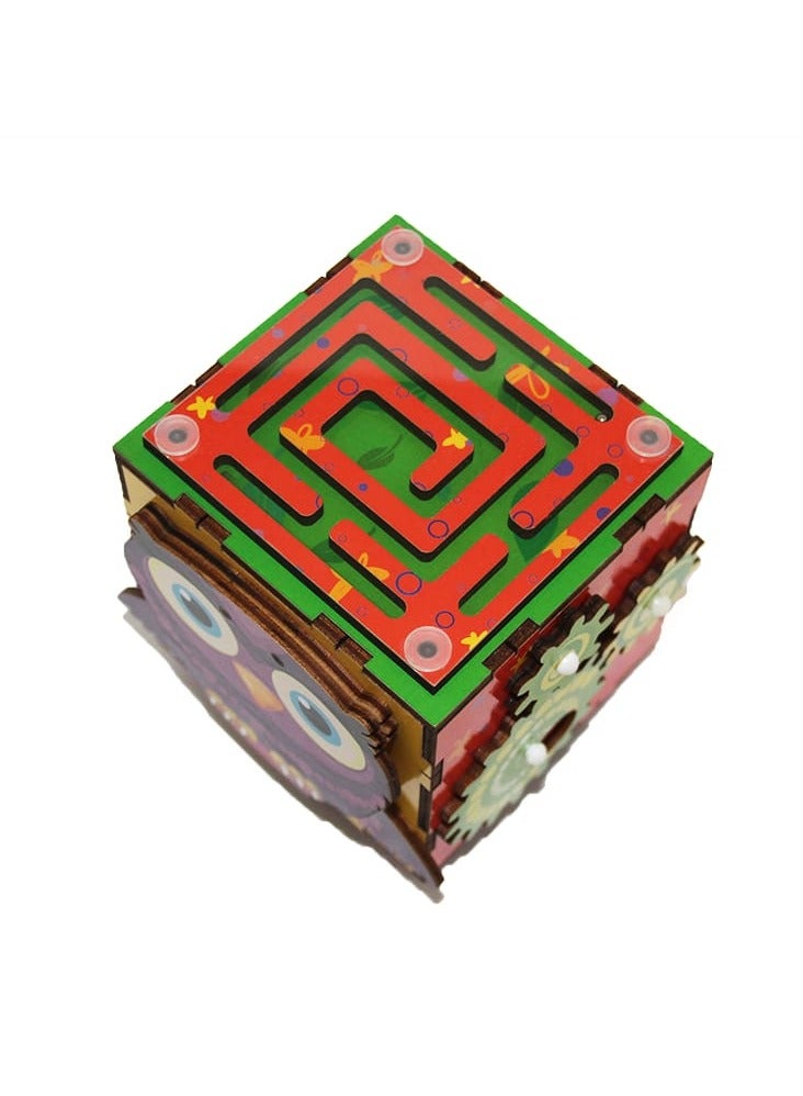 فوفا FOFA لوح تعليمي خشبي - مكعب مشغول للبومة للأطفال ، لوح مشغول حسي ، لعبة سفر 3 4 5 سنوات من العمر بنات أولاد هدايا ألعاب تعليمية مونتيسوري تعليمية للسفر - Image 3