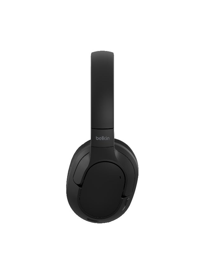 بيلكين سماعات رأس Belkin SoundForm Surround بتقنية Bluetooth، عزل الضوضاء المحيطة، لاسلكية، 60 ساعة متواصلة التشغيل، وسادات أذن لينة للاستخدام مع iPhone وGalaxy وiPad أثناء السفر وفي المنزل والمكتب - سوداء - Image 2