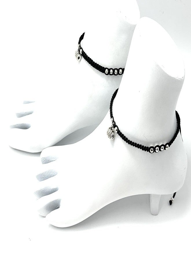 Jyokrish Handmade Black silk dori hanging Dholak Anklet For Women | girls | Nazariya |Payal | Nazar Battu | Pair of 1|free size - Image 3