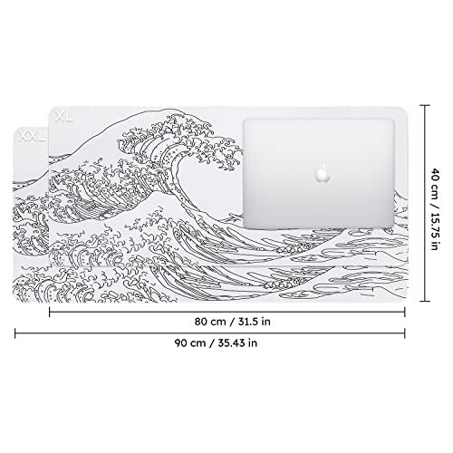 iCasso White Mouse Pad Extended Gaming Mouse Pad 354x157 in Large Stable Rubber Base Mousepad with Stitched Edges Keyboard Mouse Mat Desk Pad for Work Game Office Home - Image 3