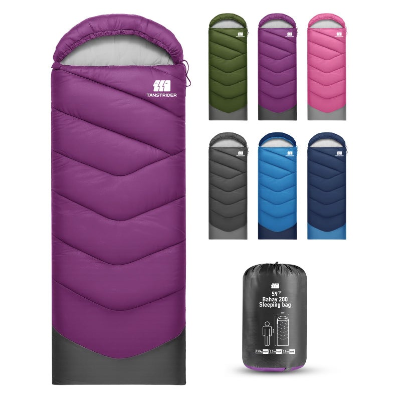 Tanstrider Sleeping Bags For Adults Warm Weather 50? 3Lb Lightweight Sleeping Bag For Tall Kids Girls Boys With Compression Sack Camping Essentials Gear  Hiking Travel Hotel Outdoor & Indoor - Image 1