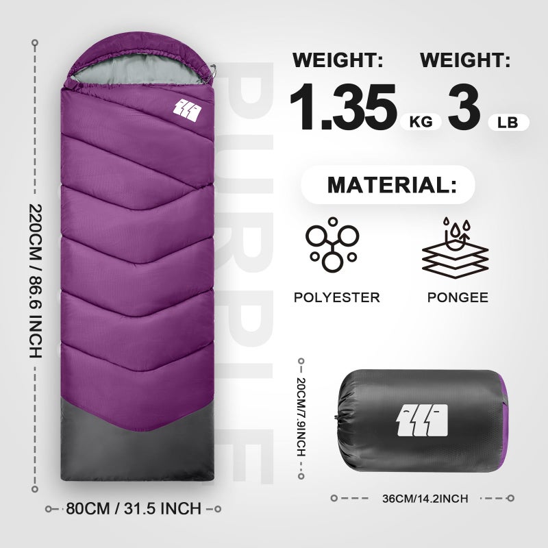 Tanstrider Sleeping Bags For Adults Warm Weather 50? 3Lb Lightweight Sleeping Bag For Tall Kids Girls Boys With Compression Sack Camping Essentials Gear  Hiking Travel Hotel Outdoor & Indoor - Image 2