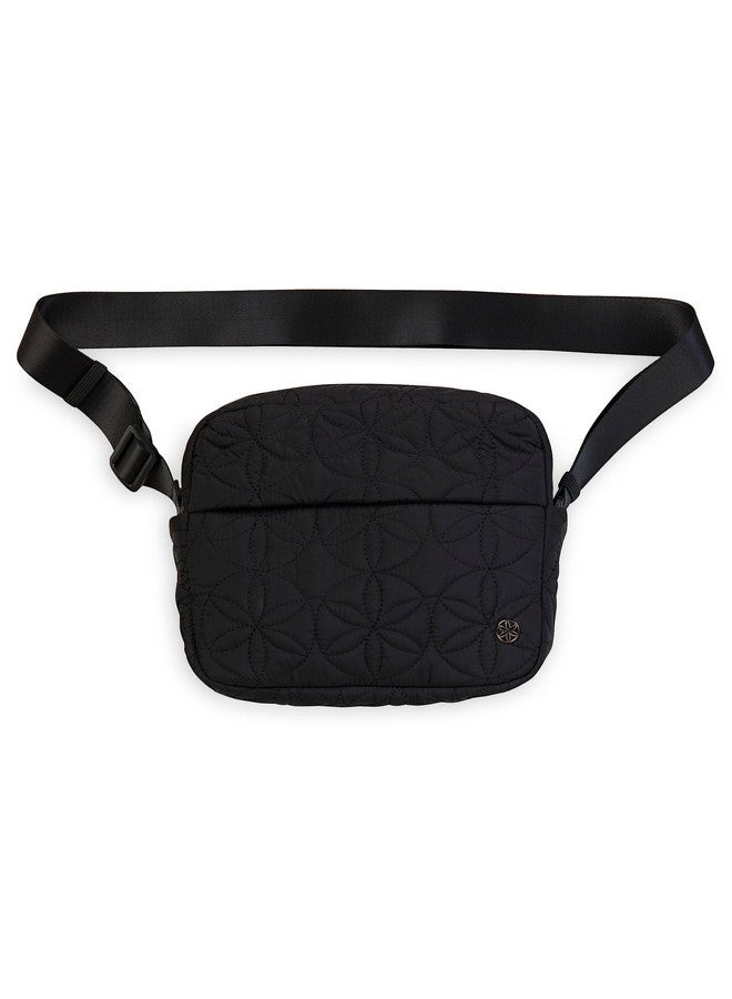 Gaiam Quilted Crossbody Bag Elegant Nylon Quilted Shoulder Bag With Interior And Exterior Pockets For Water Bottle Phone Keys And Adjustable Strap For Overtheshoulder Or Crossbody Style Black - Image 1