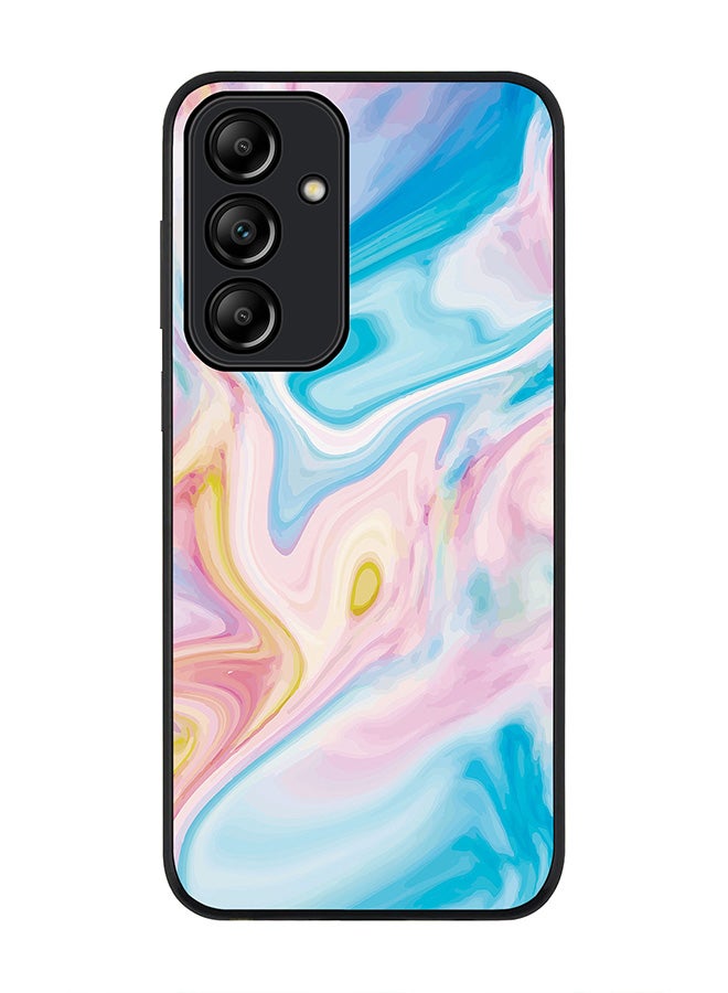 Stylizedd Rugged Black Edge Case for Samsung Galaxy A55, Slim fit Soft Case Flexible Rubber Edges Anti Drop TPU Gel Thin Cover -  Marble Print Aqua - Image 1