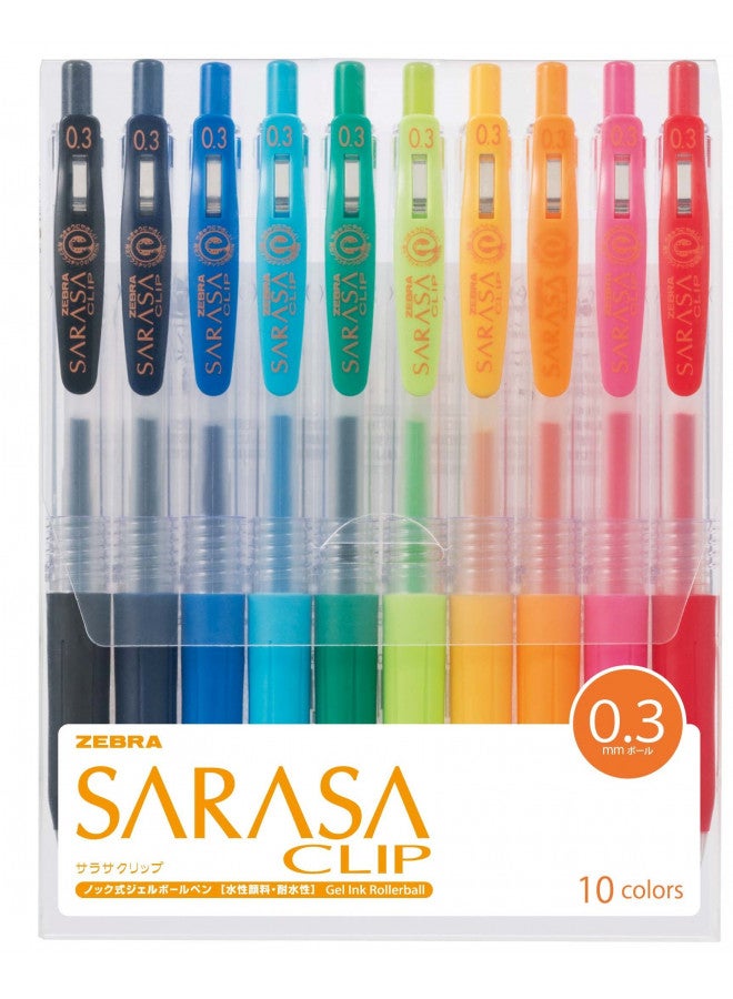 ZEBRA Sarasa Clip 0.3mm, 10 Color Set (JJH15-10CA) - Image 1