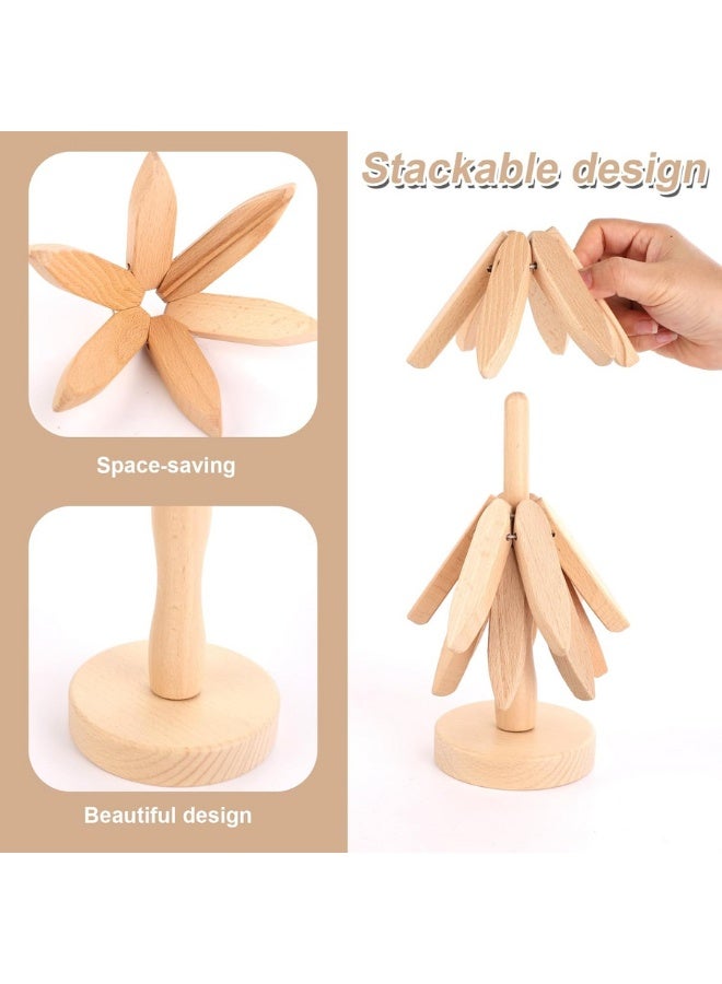 3pcs Wooden Trivets for Hot Dishes, Tree Shape Trivet Set with 1 Stand Creative Tree Coasters Tree Trivet Coasters for Hot Pots, Pans, Bowls, Cups, Plates  - Image 3