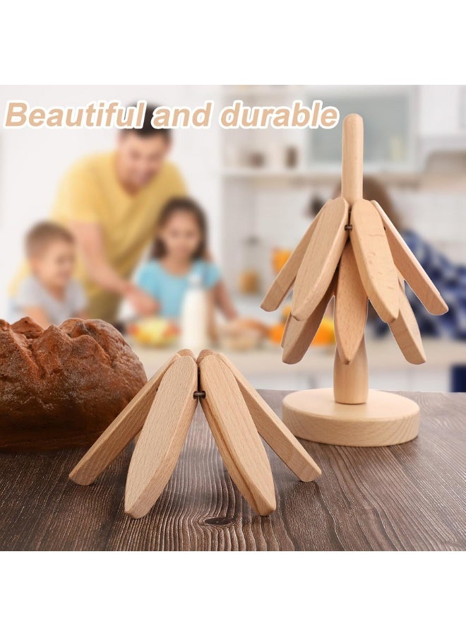 3pcs Wooden Trivets for Hot Dishes, Tree Shape Trivet Set with 1 Stand Creative Tree Coasters Tree Trivet Coasters for Hot Pots, Pans, Bowls, Cups, Plates  - Image 2